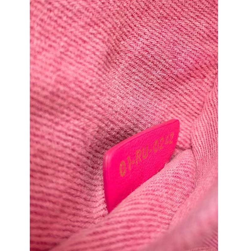 Dior Women Lady D-Joy Bag Bright Pink Cannage Denim