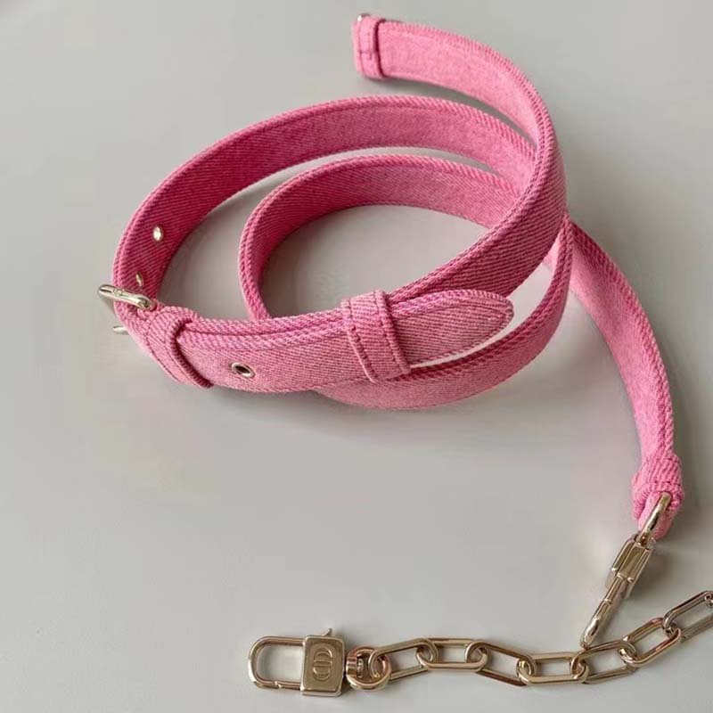 Dior Women Lady D-Joy Bag Bright Pink Cannage Denim