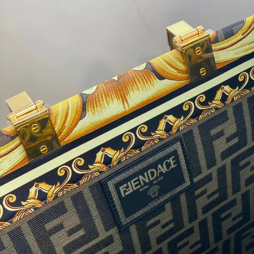 Fendi Women Fendi Sunshine Medium Fendace Printed FF Leather Shopper