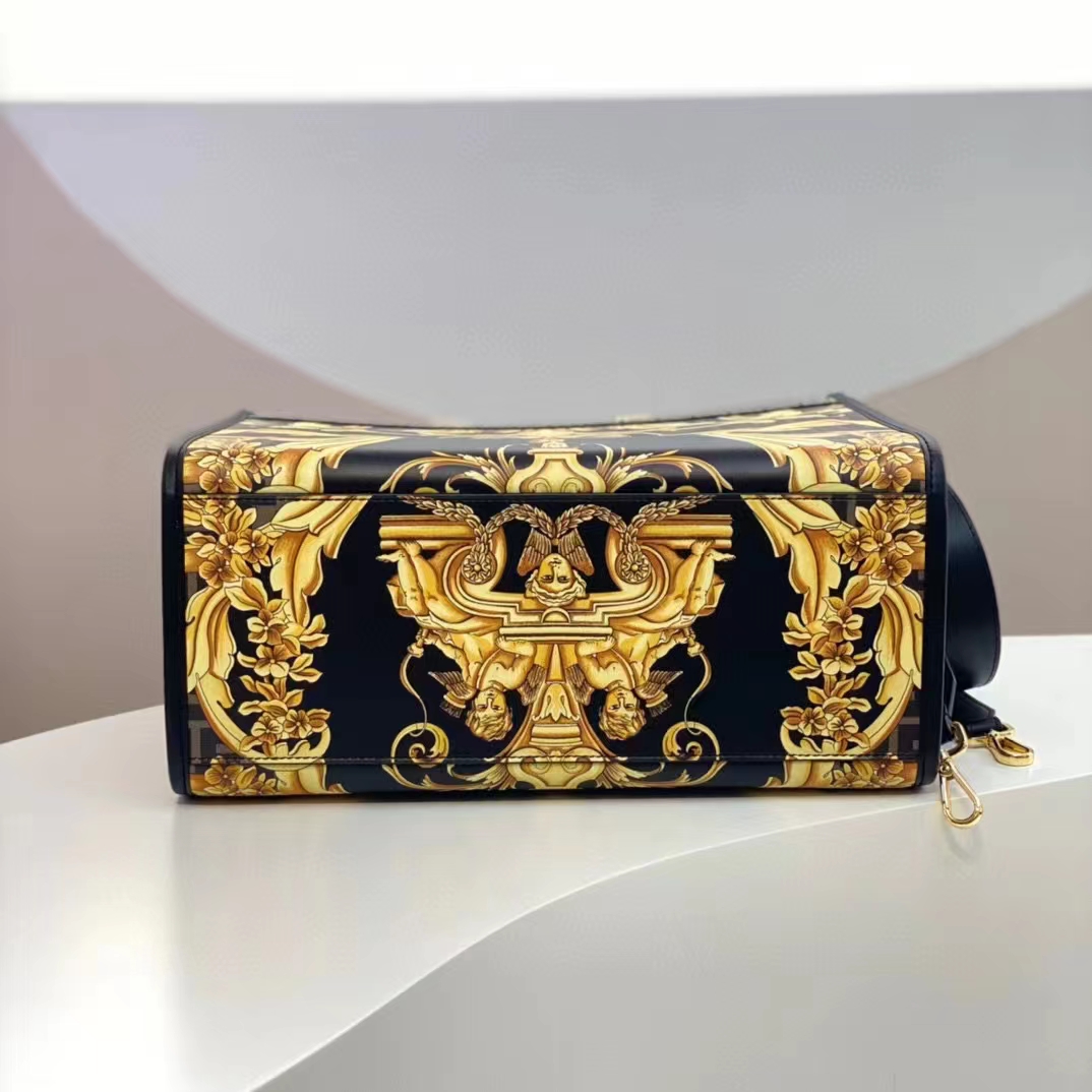 Fendi Women Fendi Sunshine Medium Fendace Printed FF Leather Shopper