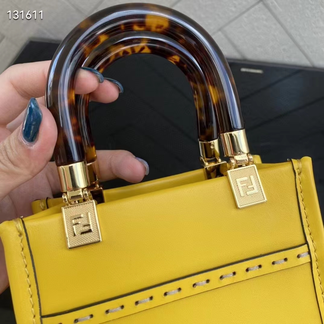 Fendi Women Mini Sunshine Shopper Yellow Leather Mini Bag