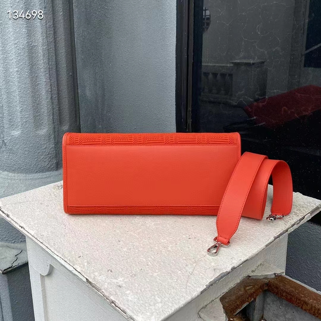 Fendi Women Sunshine Medium Red FF Fabric Shopper