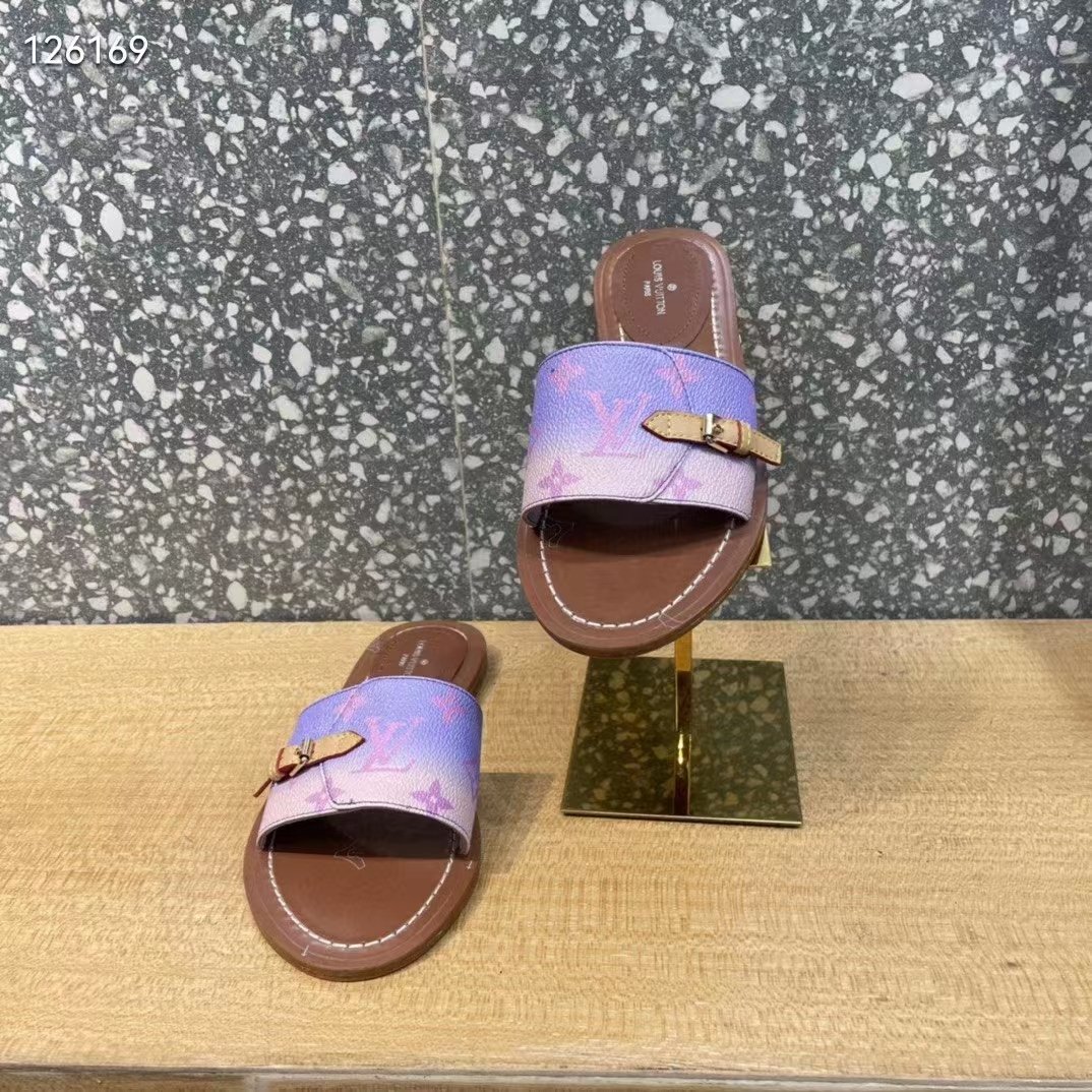 Louis Vuitton LV Women Lock It Flat Mule Rose Clair Pink Perforated Monogram Canvas