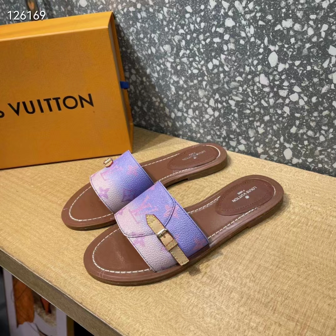 Louis Vuitton LV Women Lock It Flat Mule Rose Clair Pink Perforated Monogram Canvas