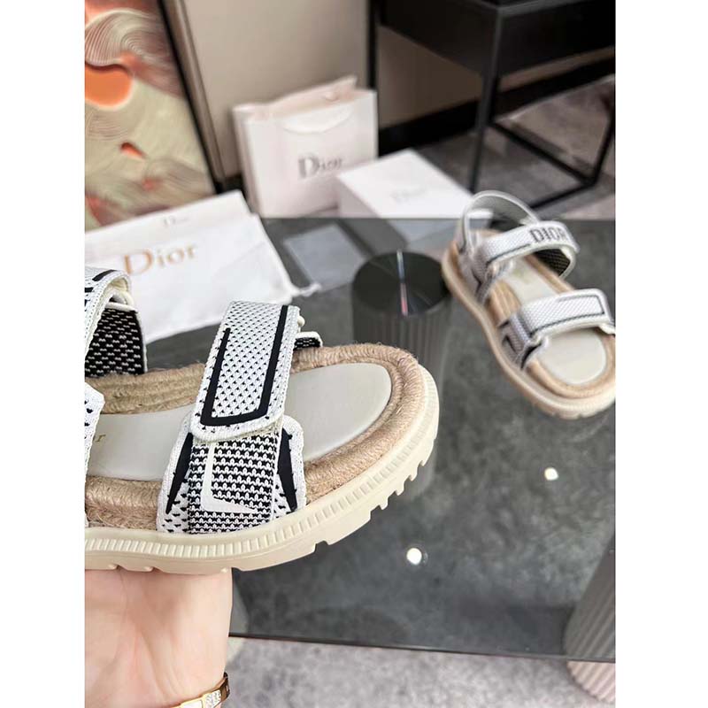 Dior Unisex CD Shoes DiorAct Sandal White Black Technical Mesh Rubber