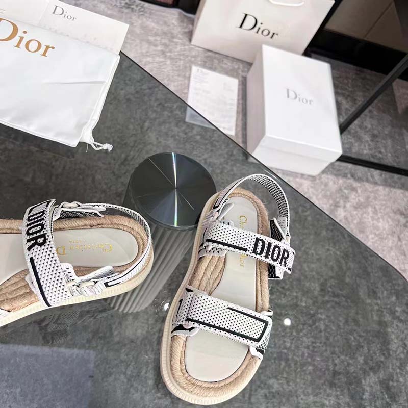 Dior Unisex CD Shoes DiorAct Sandal White Black Technical Mesh Rubber
