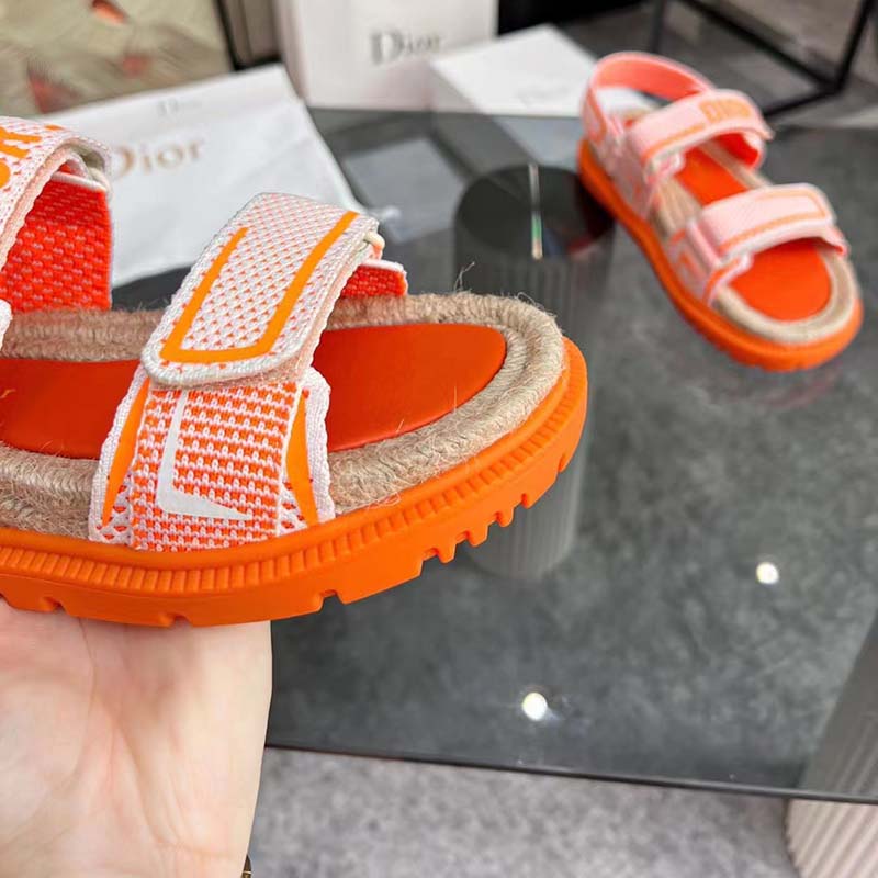 Dior Unisex CD Shoes DiorAct Sandal White Bright Orange Technical Mesh Rubber