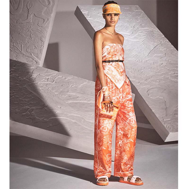 Dior Unisex CD Shoes DiorAct Sandal White Bright Orange Technical Mesh Rubber