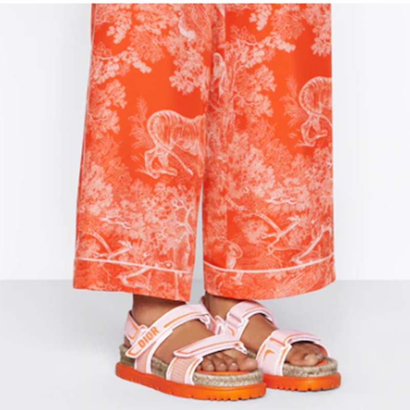 Dior Unisex CD Shoes DiorAct Sandal White Bright Orange Technical Mesh Rubber