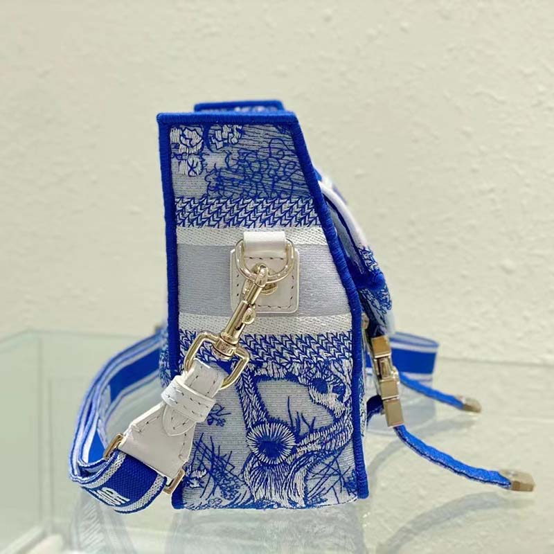 Dior Unisex CD Small Diorcamp Bag Transparent Canvas Fluorescent Blue Toile De Jouy
