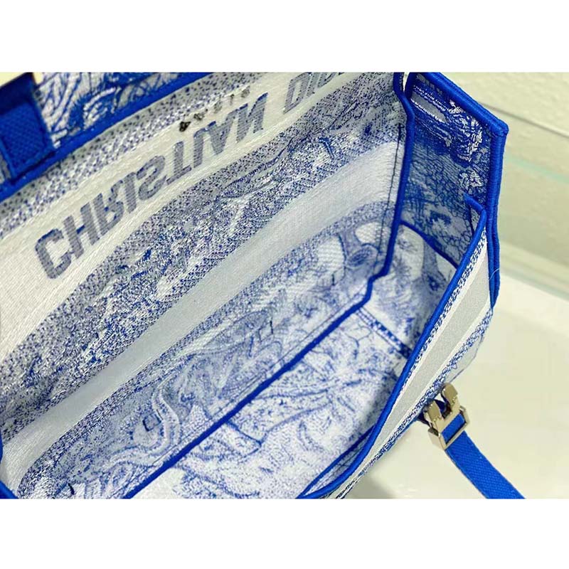 Dior Unisex CD Small Diorcamp Bag Transparent Canvas Fluorescent Blue Toile De Jouy