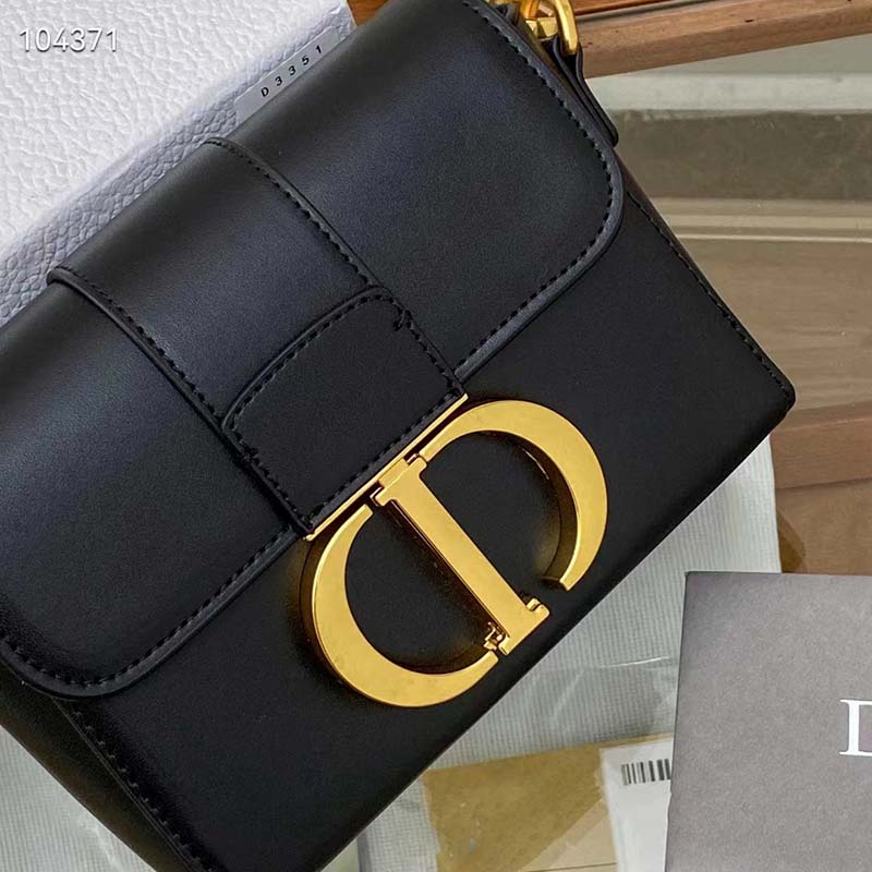 Dior Women CD 30 Montaigne Bag Black Box Calfskin