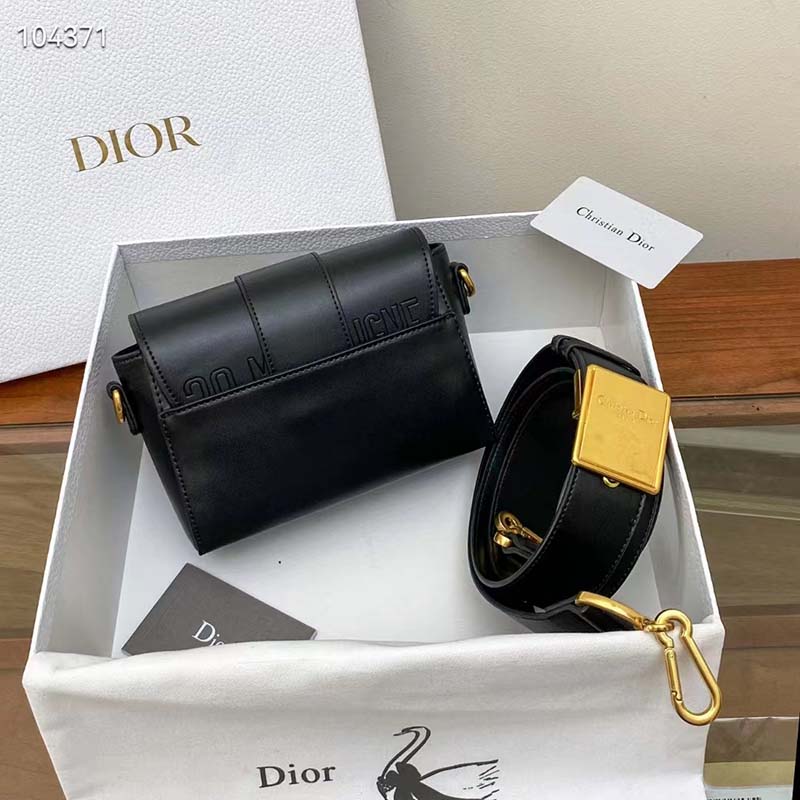 Dior Women CD 30 Montaigne Bag Black Box Calfskin