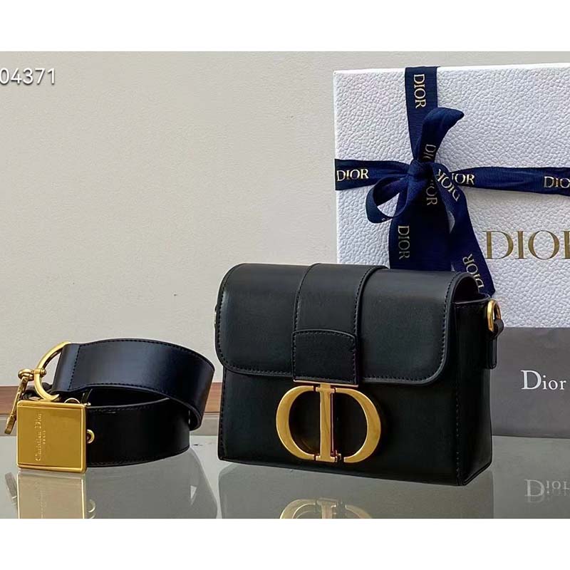 Dior Women CD 30 Montaigne Bag Black Box Calfskin