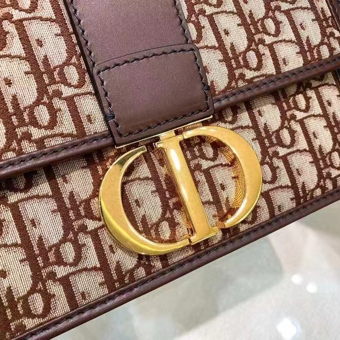 Dior Women CD 30 Montaigne Bag CD Clasp Burgundy Dior Oblique Jacquard