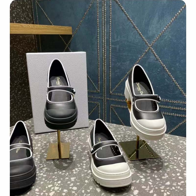Dior Women CD Shoes D-Doll 2.0 Pump Black White Supple Calfskin 3.5 cm Heel