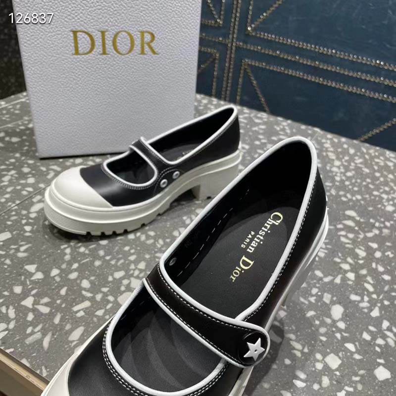 Dior Women CD Shoes D-Doll 2.0 Pump Black White Supple Calfskin 3.5 cm Heel