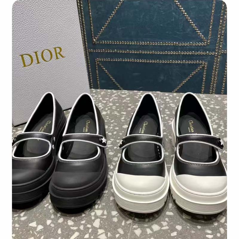 Dior Women CD Shoes D-Doll 2.0 Pump Black White Supple Calfskin 3.5 cm Heel