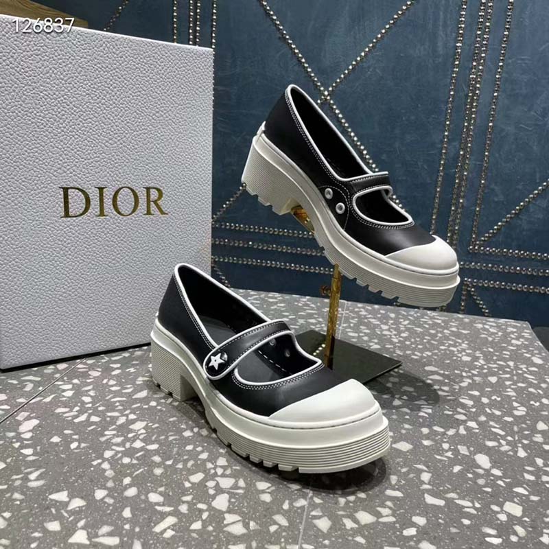 Dior Women CD Shoes D-Doll 2.0 Pump Black White Supple Calfskin 3.5 cm Heel