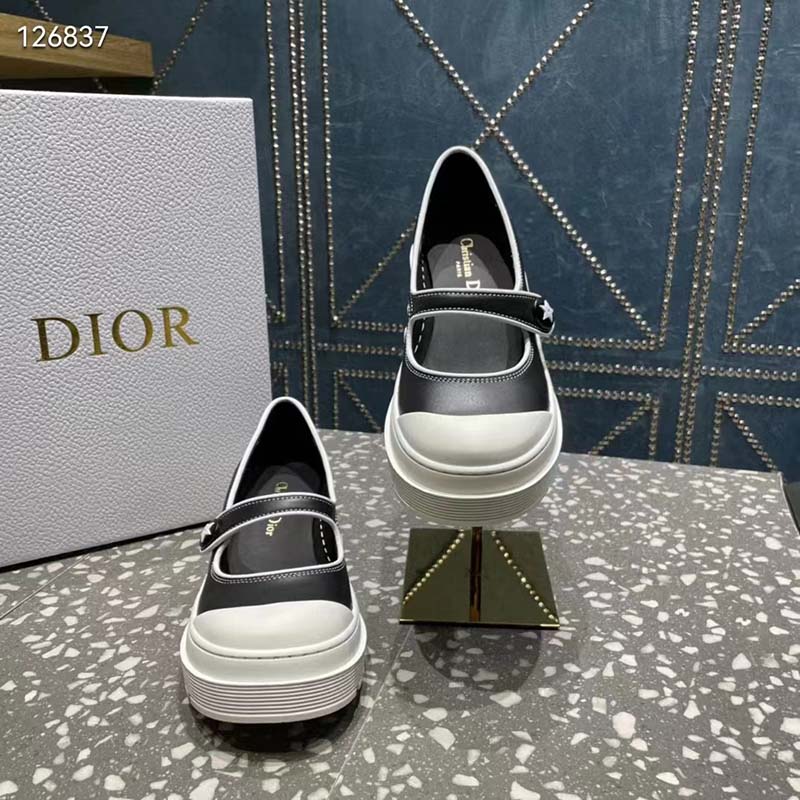 Dior Women CD Shoes D-Doll 2.0 Pump Black White Supple Calfskin 3.5 cm Heel