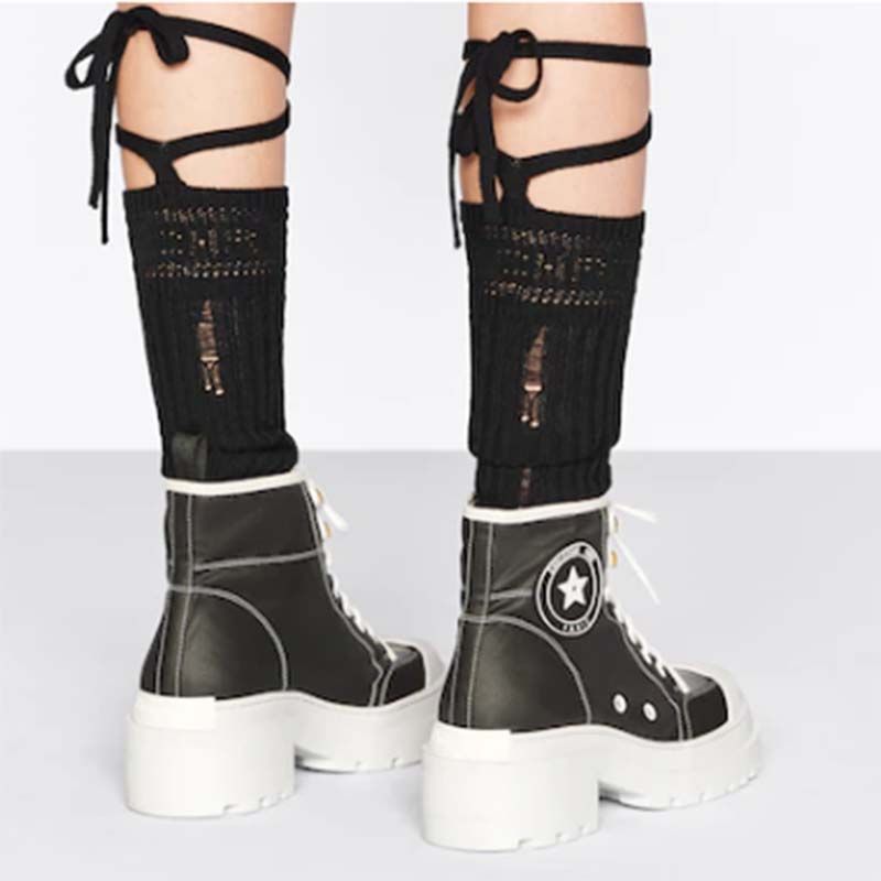 Dior Women CD Shoes D-Rise Ankle Boot Black Technical Fabric Calfskin 11 cm High