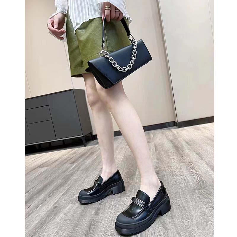 Dior Women CD Shoes Dior Code Loafer Black Brushed Calfskin