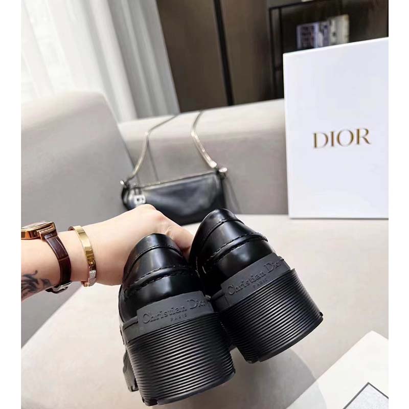 Dior Women CD Shoes Dior Code Loafer Black Brushed Calfskin