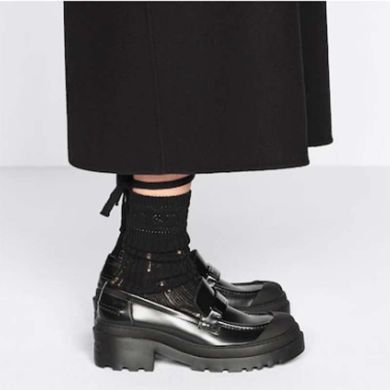 Dior Women CD Shoes Dior Code Loafer Black Brushed Calfskin
