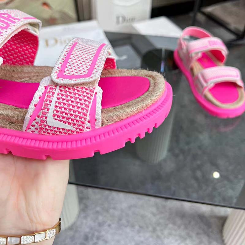 Dior Women CD Shoes DiorAct Sandal White Bright Pink Technical Mesh Rubber