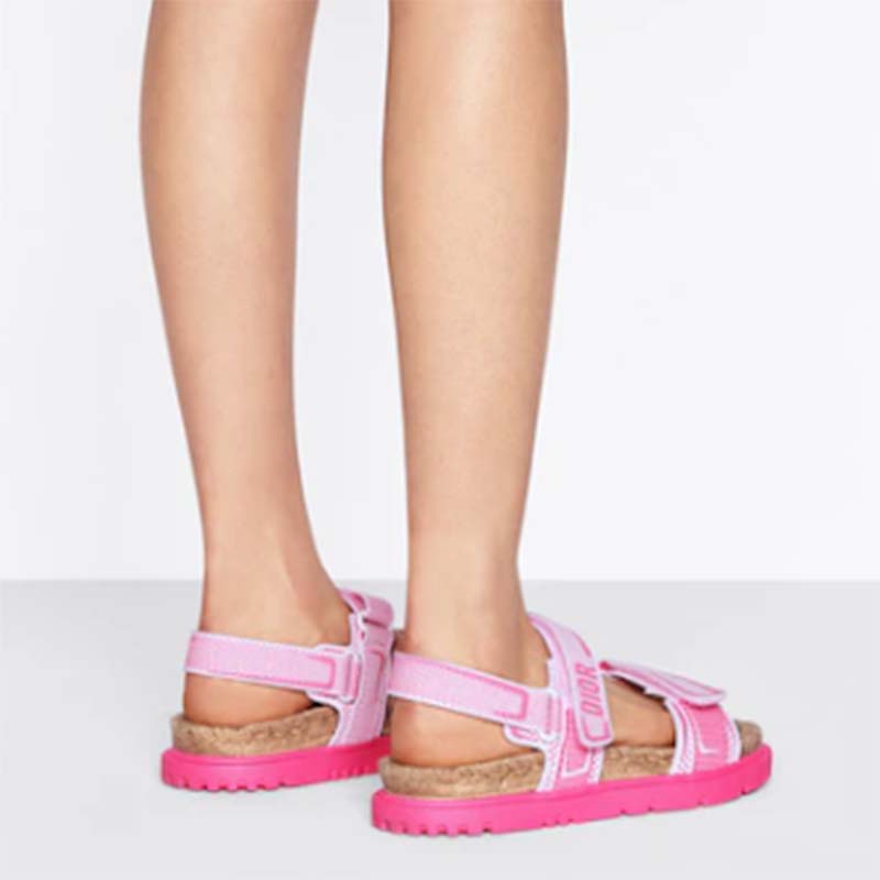Dior Women CD Shoes DiorAct Sandal White Bright Pink Technical Mesh Rubber
