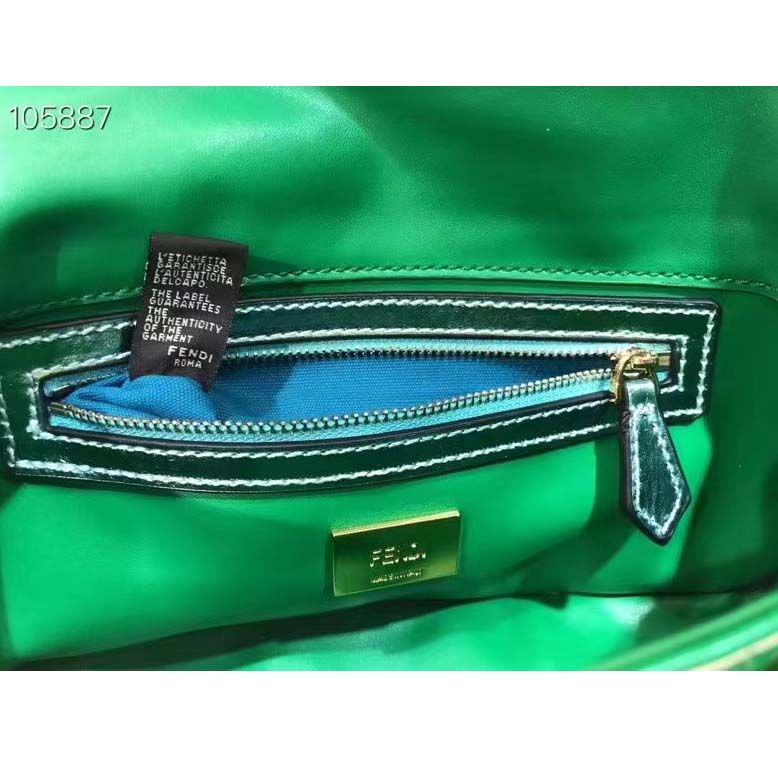 Fendi Women FF Baguette 1997 Green Leather Sequinned Bag