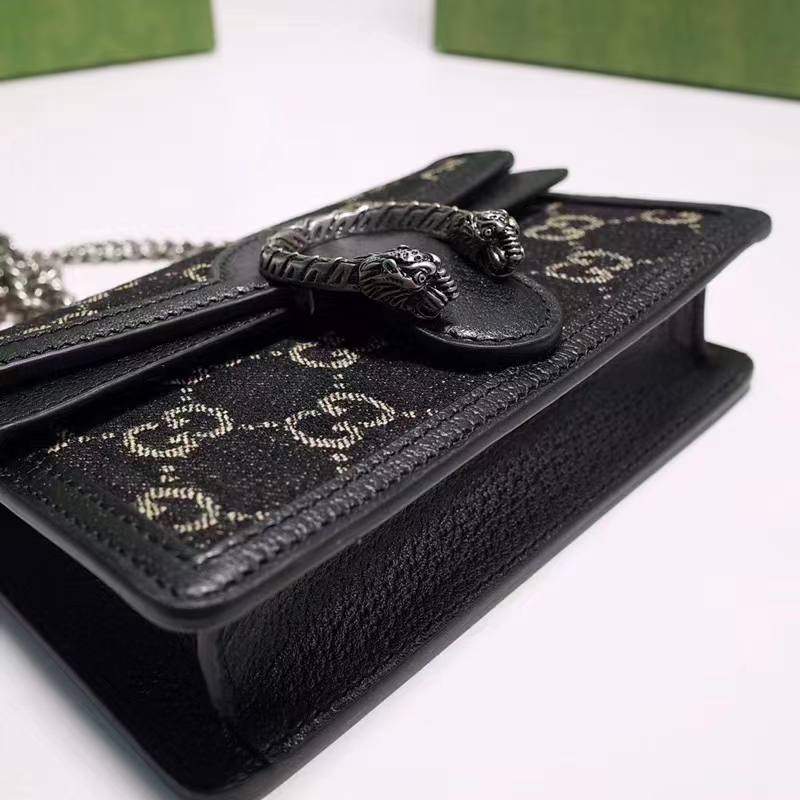 Gucci GG Women Dionysus GG Super Mini Bag Black Ivory GG Denim Jacquard