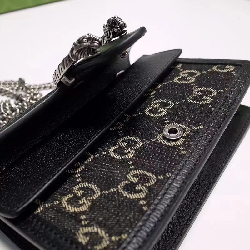 Gucci GG Women Dionysus GG Super Mini Bag Black Ivory GG Denim Jacquard