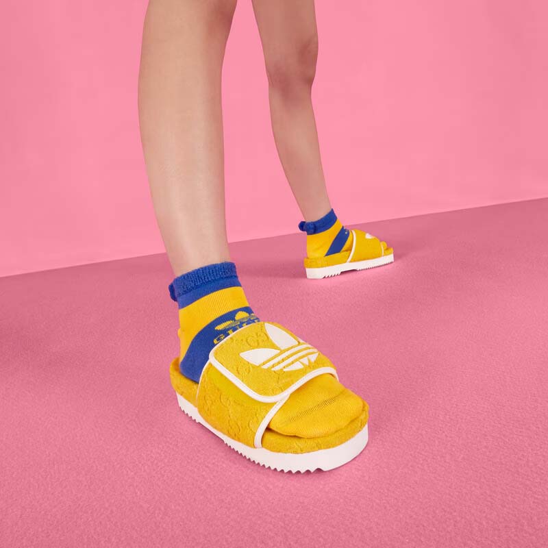 Gucci Unisex Adidas x Gucci GG Platform Sandal Yellow GG Cotton Sponge