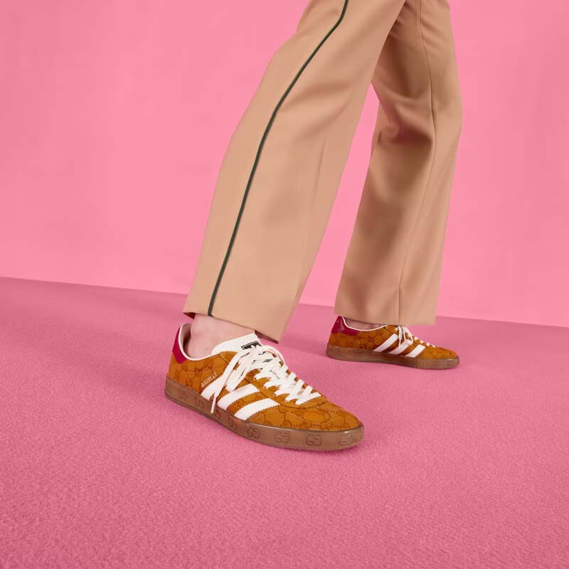 Gucci Unisex Adidas x Gucci Gazelle Sneaker Beige Brown Original GG Canvas