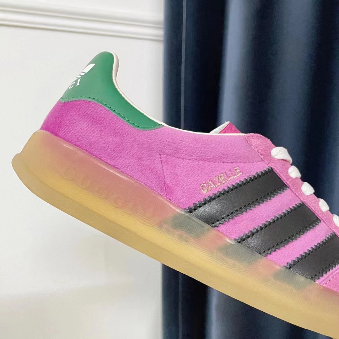Gucci Unisex Adidas x Gucci Gazelle Sneaker Pink Suede Trefoil Embossed