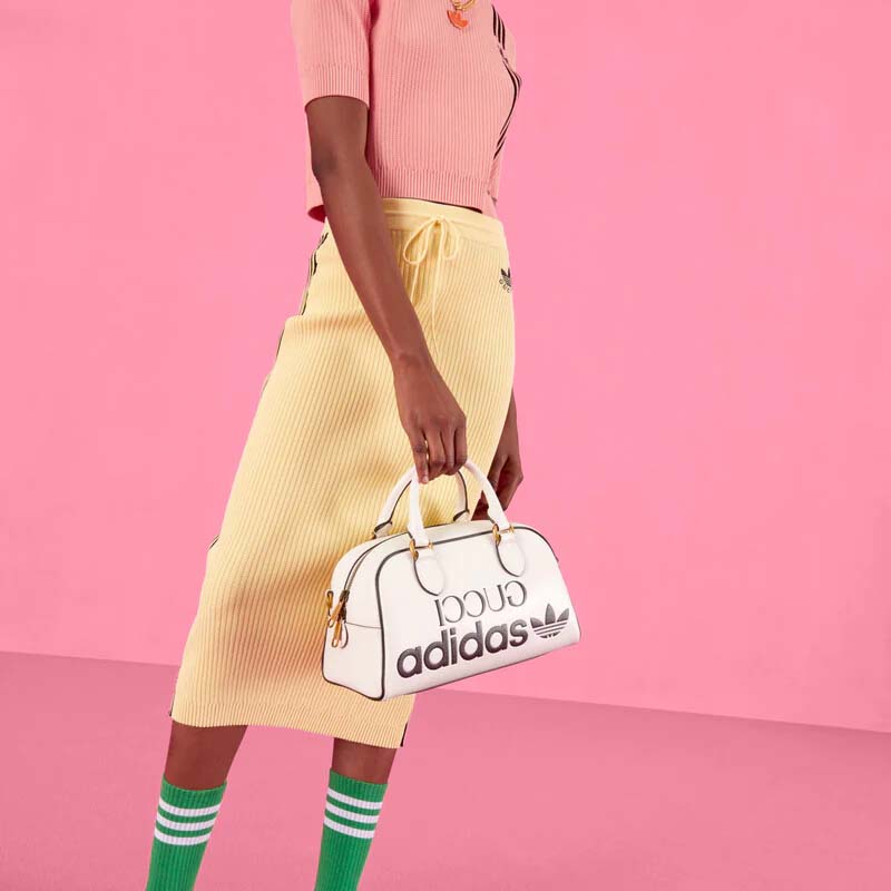 Gucci Unisex Adidas x Gucci Mini Duffle Bag Off-White Leather Interlocking G