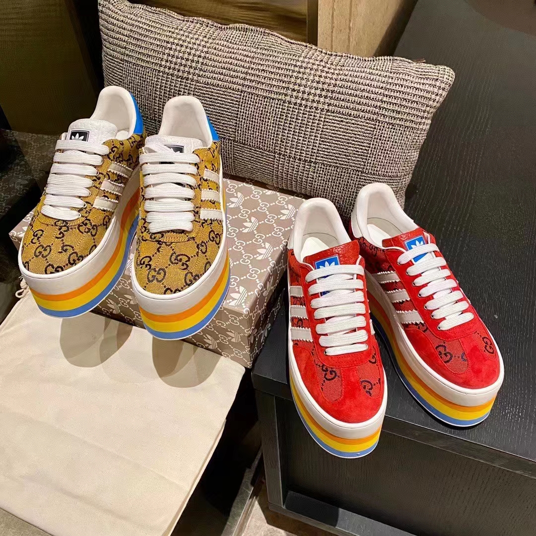 Gucci Women Adidas x Gucci GG Gazelle Sneaker Walnut Bordeaux GG Canvas