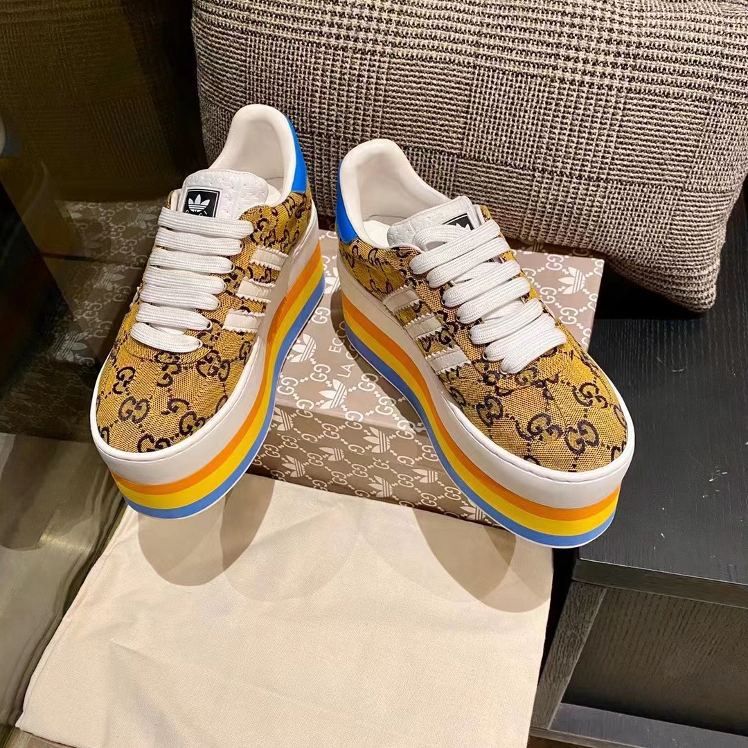 Gucci Women Adidas x Gucci GG Gazelle Sneaker Walnut Bordeaux GG Canvas