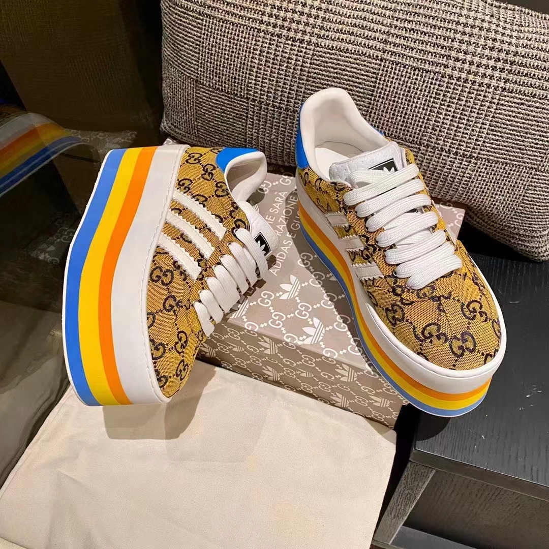 Gucci Women Adidas x Gucci GG Gazelle Sneaker Walnut Bordeaux GG Canvas