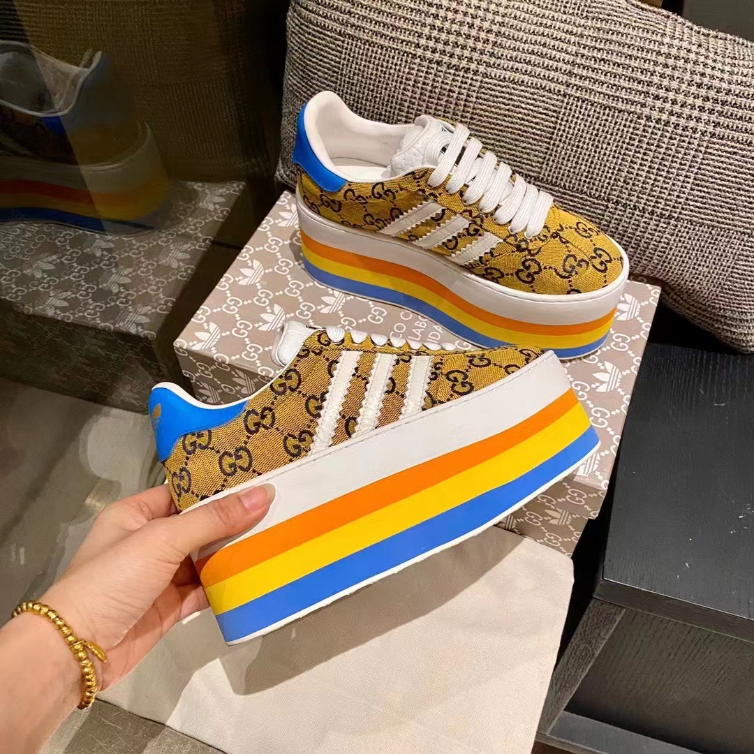 Gucci Women Adidas x Gucci GG Gazelle Sneaker Walnut Bordeaux GG Canvas