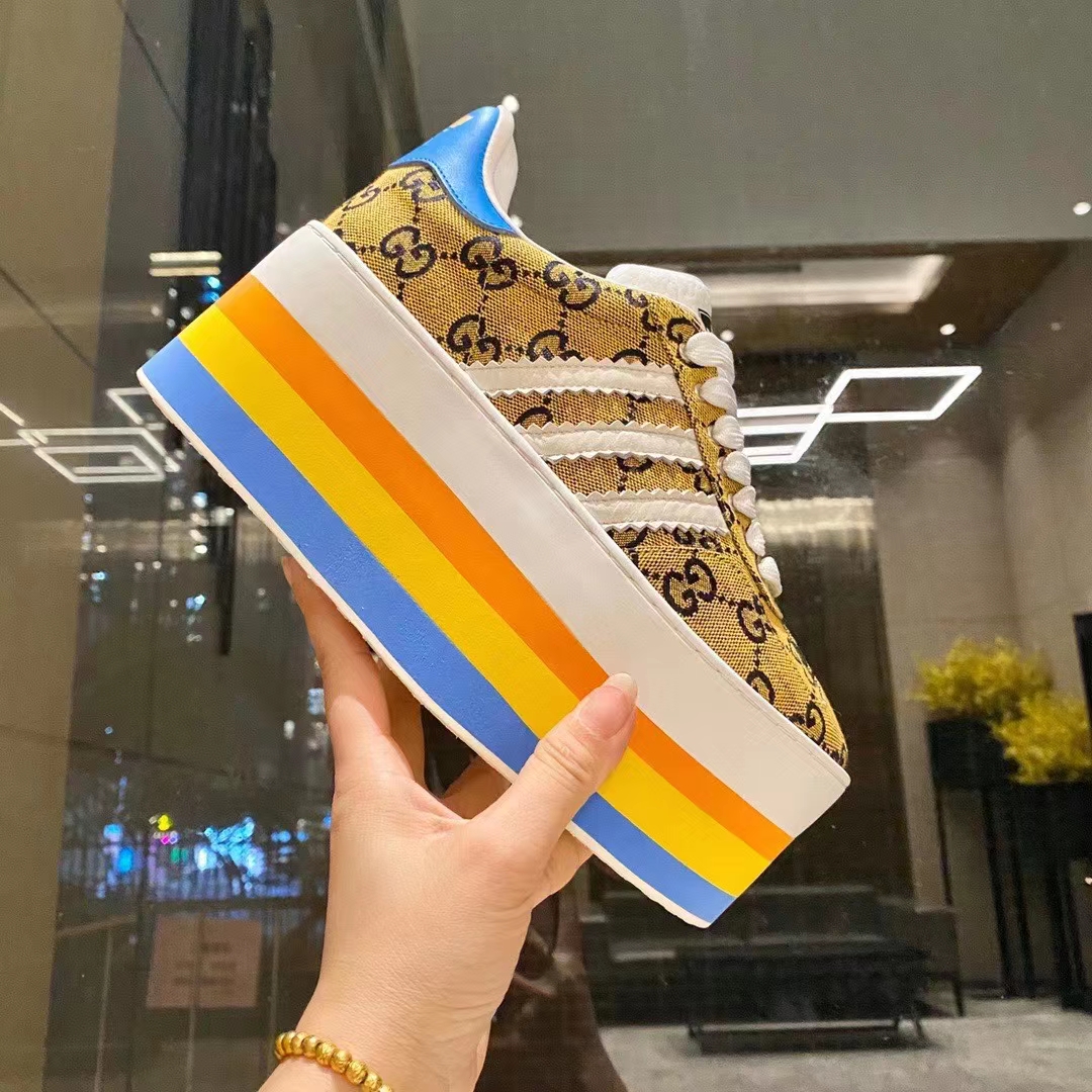 Gucci Women Adidas x Gucci GG Gazelle Sneaker Walnut Bordeaux GG Canvas