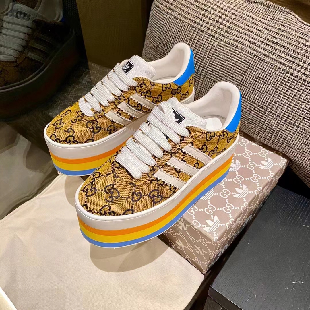 Gucci Women Adidas x Gucci GG Gazelle Sneaker Walnut Bordeaux GG Canvas