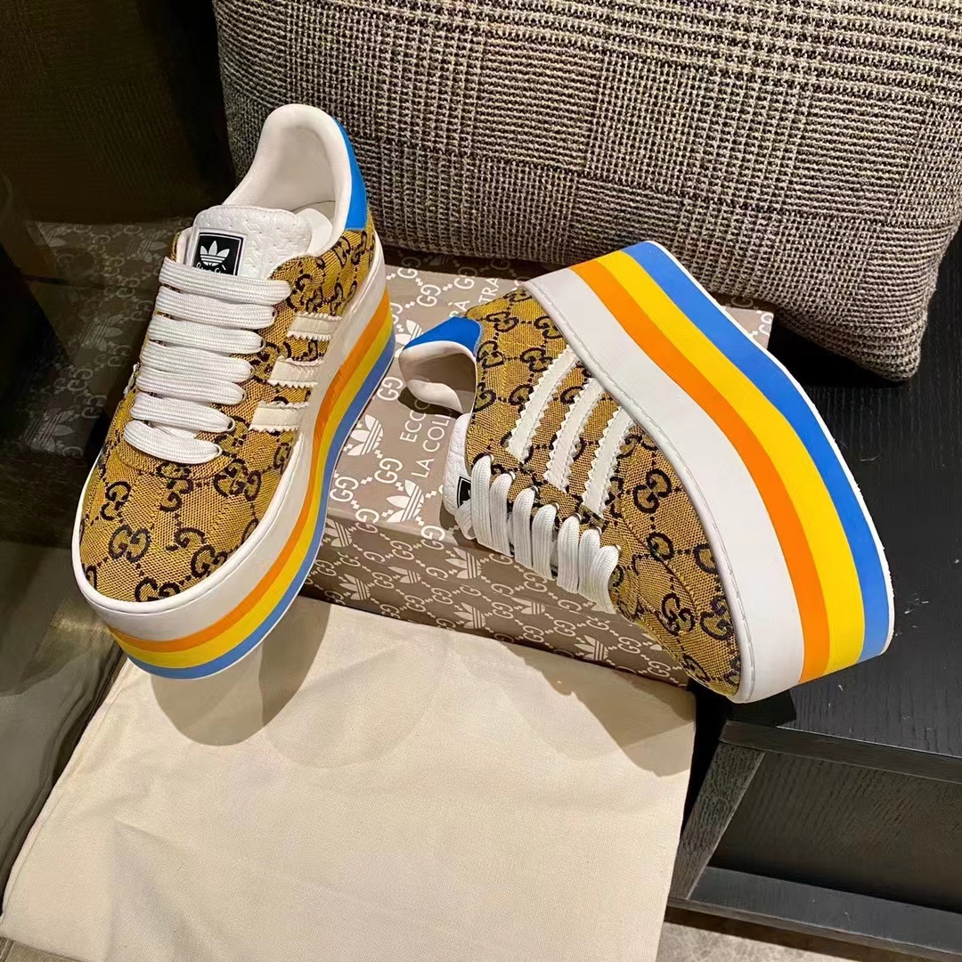 Gucci Women Adidas x Gucci GG Gazelle Sneaker Walnut Bordeaux GG Canvas