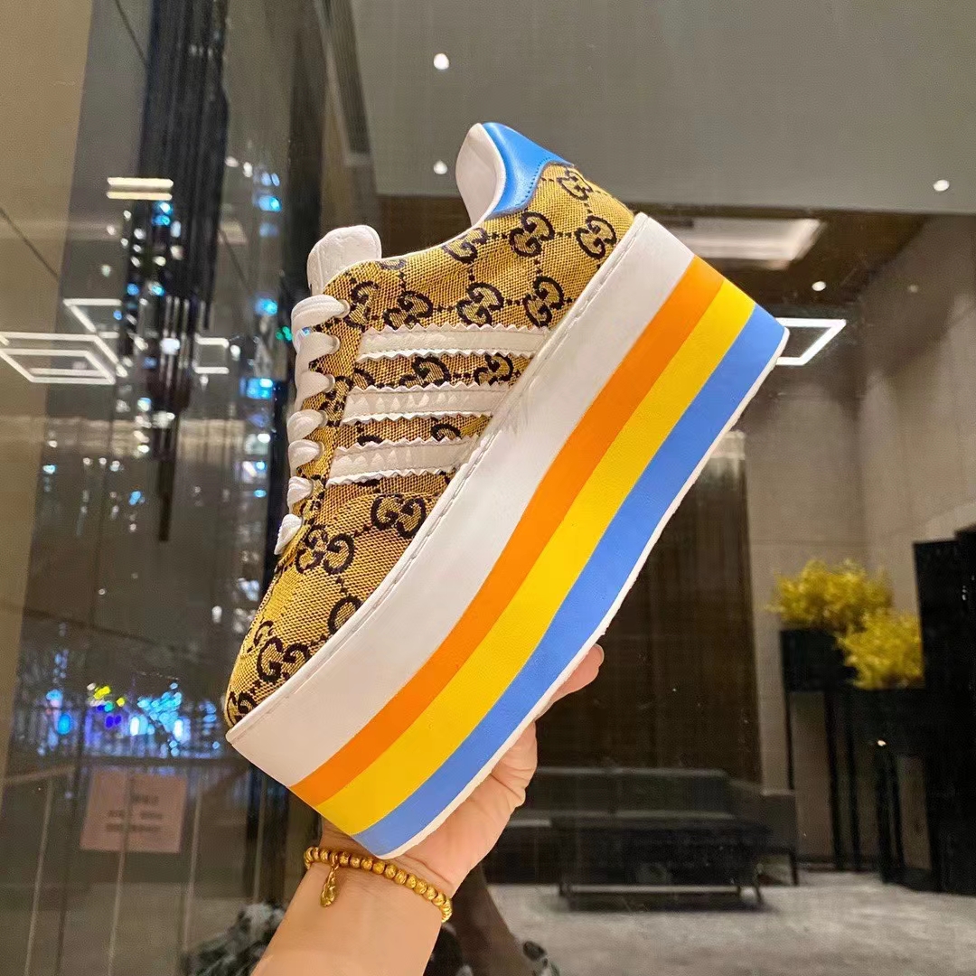 Gucci Women Adidas x Gucci GG Gazelle Sneaker Walnut Bordeaux GG Canvas