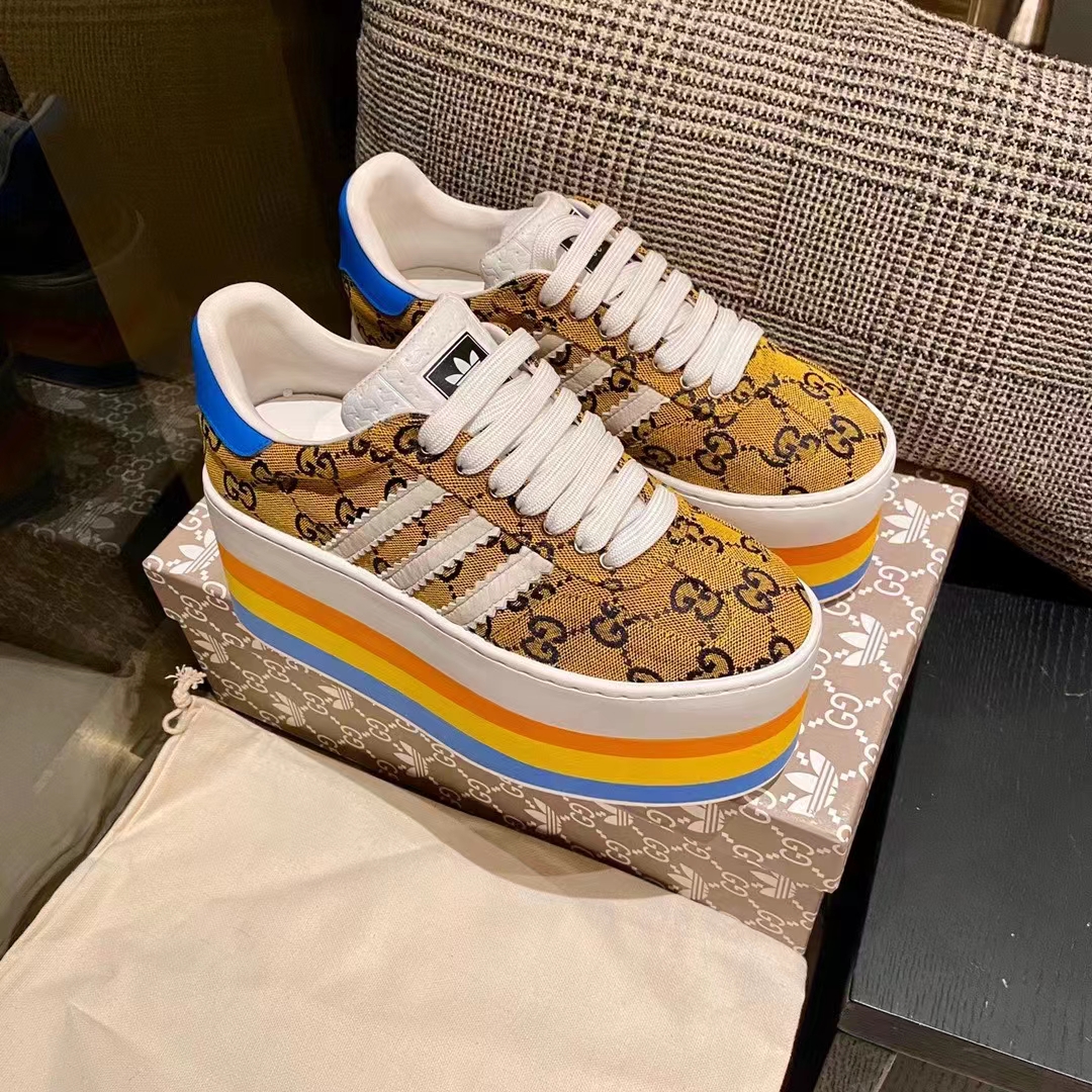 Gucci Women Adidas x Gucci GG Gazelle Sneaker Walnut Bordeaux GG Canvas