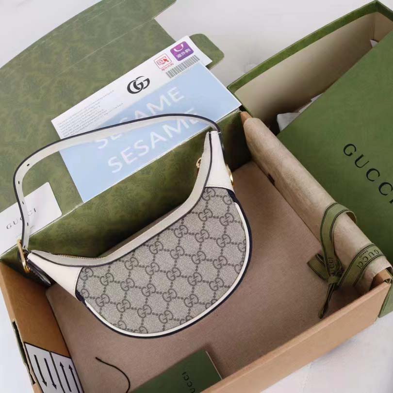Gucci Women Ophidia GG Mini Bag Beige Ebony GG Supreme Canvas