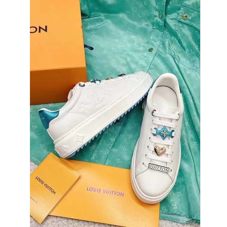 Louis Vuitton LV Unisex Time Out Sneaker Light Blue Smooth Calf Leather