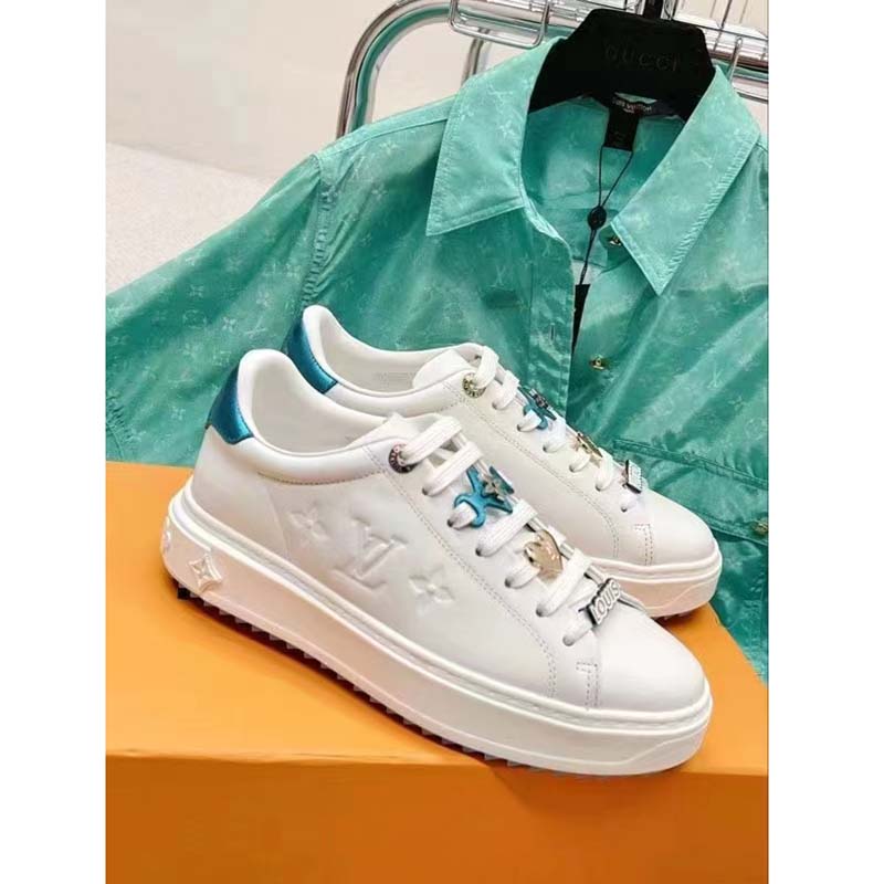 Louis Vuitton LV Unisex Time Out Sneaker Light Blue Smooth Calf Leather