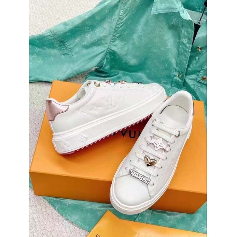Louis Vuitton LV Women Time Out Sneaker Rose Clair Pink Smooth Calf Leather